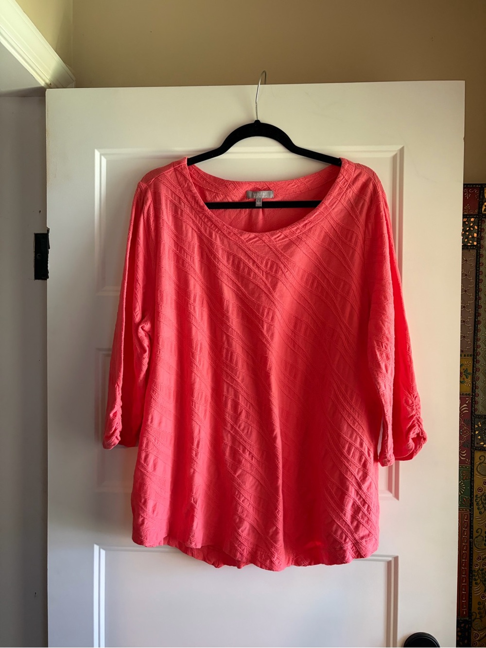 Habitat Light Coral Textured Scoop Neck 3/4 Sleeve Tunic